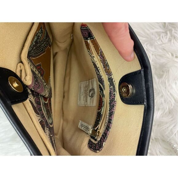 Spartina 449 Crossbody Messenger Black Floral Paisley Retired Print - Picture 9 of 13